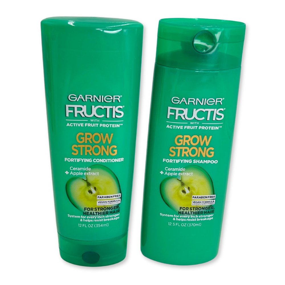 GARNIER Fructis Grow Strong Ceramide Apple Extract Shampoo & Conditioner Set New